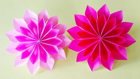 【折り紙】秋の花（9月の花・10月の花）立体のダリアの簡単な折り方